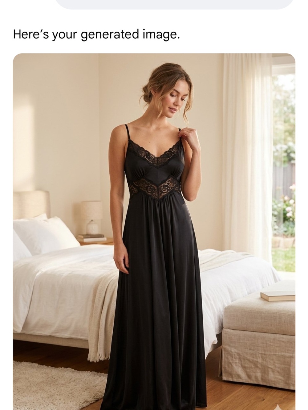 Women's Black Lace-Trim Maxi Nightgown - Elegant Sleepwear